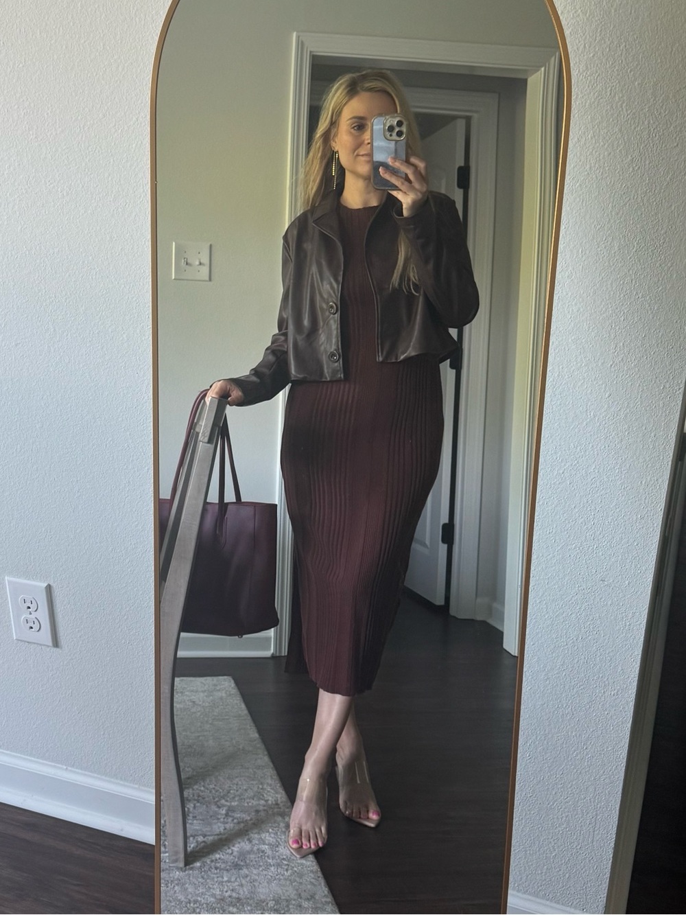 Coffee Brown Ribbed Midi Dress - Women - Picture 8 of 10